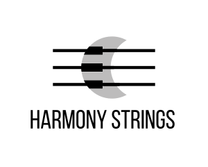 Strings - Moon Piano & Strings logo design