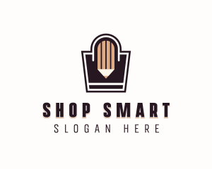 Shopping - Pencil Shopping Bag logo design