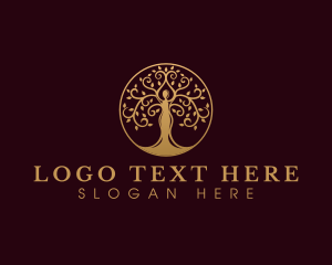 Vegan - Feminine Organic Tree logo design