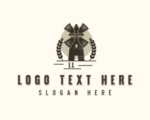 Flour Mill - Wheat Farmer Windmill logo design