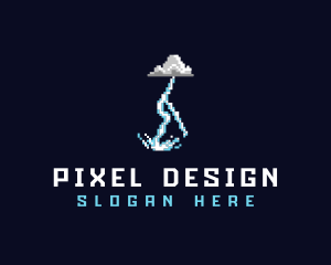 Pixelated Retro Thunder  logo design