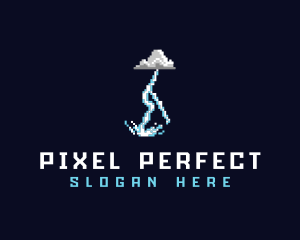 Pixelated Retro Thunder  logo design