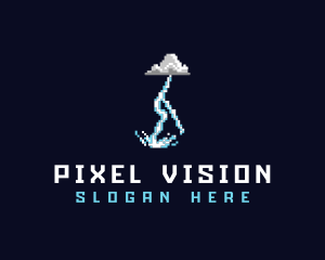 Pixelated Retro Thunder  logo design