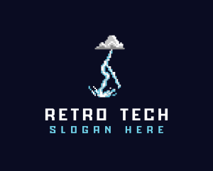 Pixelated Retro Thunder  logo design