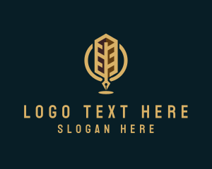 Blogger - Feather Fountain Pen Author logo design
