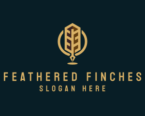 Feather Fountain Pen Author logo design