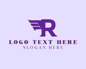 Courier - Wing Flight Letter R logo design