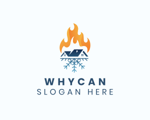 Temperature - Heating Cooling House logo design