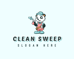 Janitor - Cleaning Janitor Panda logo design