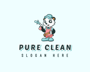 Cleanser - Cleaning Janitor Panda logo design