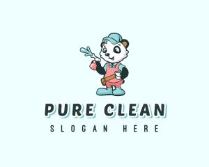 Cleaning Janitor Panda logo design