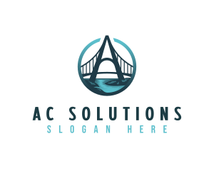 Structural Bridge Letter A logo design