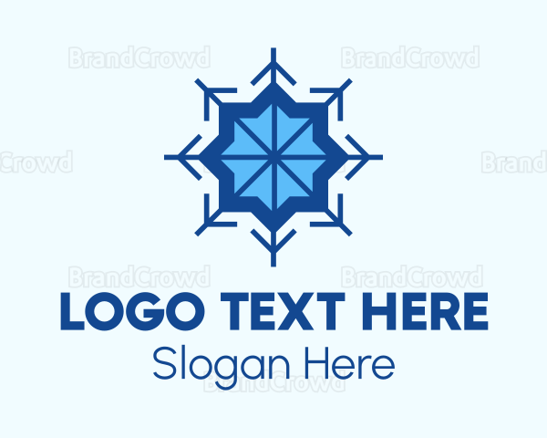 Blue Flower Snowflake Logo