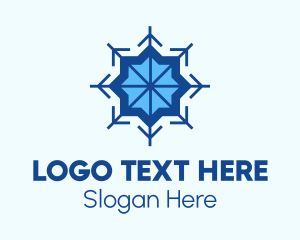 Season - Blue Flower Snowflake logo design