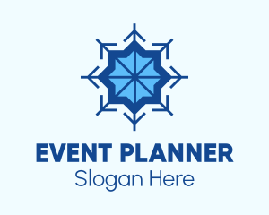 Blue Flower Snowflake Logo