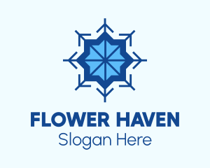 Blue Flower Snowflake logo design