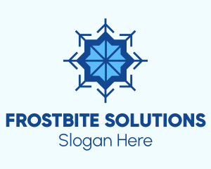 Freeze - Blue Flower Snowflake logo design