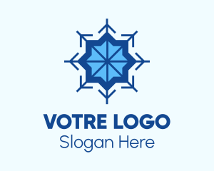 Winter - Blue Flower Snowflake logo design