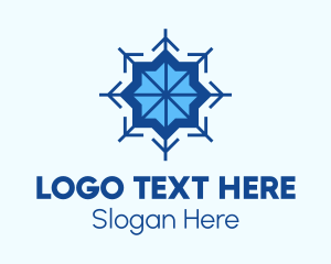 Christmas - Blue Flower Snowflake logo design