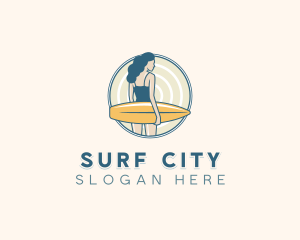 Woman Beachwear Surfer logo design