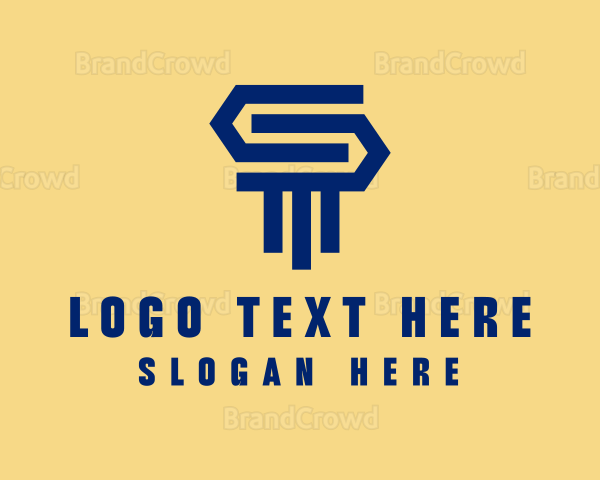 Simple Geometric Pillar Letter S Logo