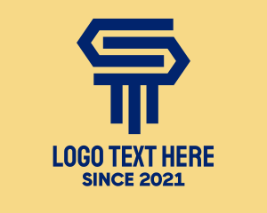 Blue Pillar Letter S  Logo