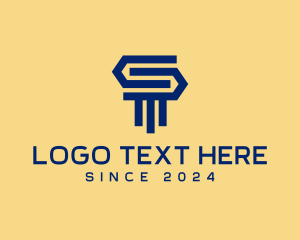 Pillar - Simple Geometric Pillar Letter S logo design