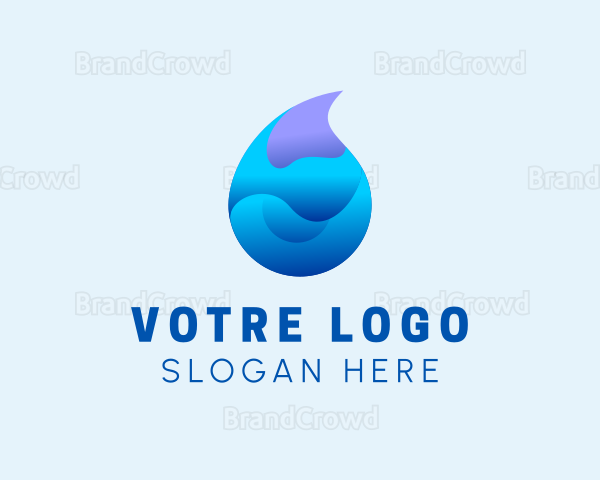 3D Wave Water Droplet Logo