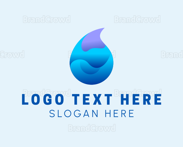 3D Wave Water Droplet Logo