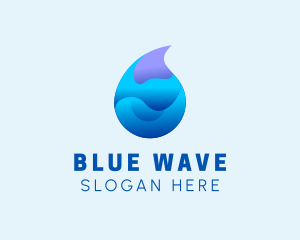 3D Wave Water Droplet  logo design