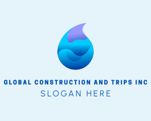 Water Conservation - 3D Wave Water Droplet logo design