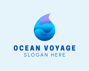 3D Wave Water Droplet  logo design