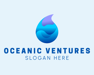 3D Wave Water Droplet  logo design