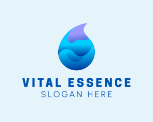 3D Wave Water Droplet  logo design