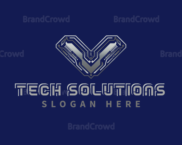 Cyber Technology  Gaming Letter V Logo