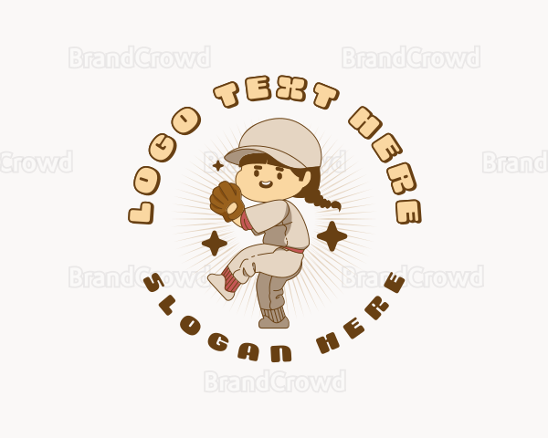 Girl Baseball Player Logo