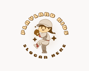 Girl Baseball Player logo design