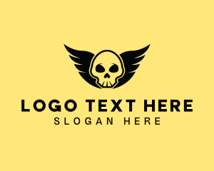 Motorcycle - Winged Skull Pirate logo design