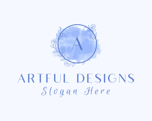 Floral Wreath Watercolor logo design