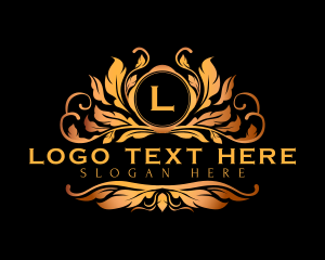 Golden - Luxury Floral Crest logo design