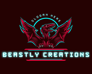 Flying Pterodactyl Dinosaur logo design