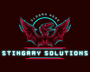 Flying Pterodactyl Dinosaur logo design