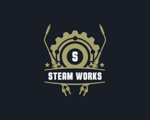 Gear Welding Torch Metalworks logo design