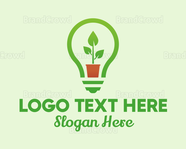 Potted Plant Light Bulb Logo