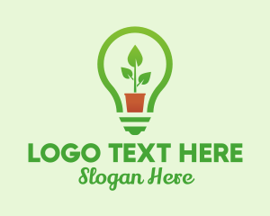 Leaf - Potted Plant Light Bulb logo design