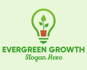 Growing - Potted Plant Light Bulb logo design