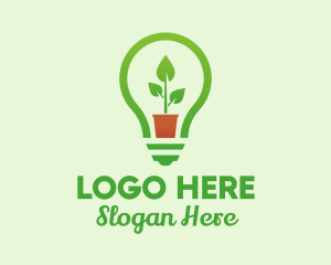 Orchard - Potted Plant Light Bulb logo design