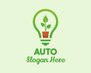 Growing - Potted Plant Light Bulb logo design