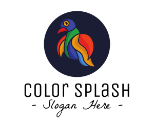 Colorful Love Bird Outline logo design