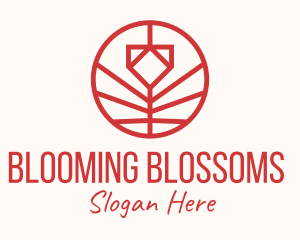 Blooming - Minimalistic Red Flower logo design
